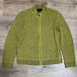 St. John Women's Green Wool Zip Jacket Sweater M